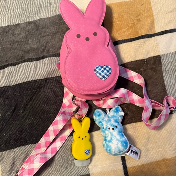 Bath & Body Works Handbags - Bath & Body Works Peep bag with hand sanitizer and holder plus peep keychain